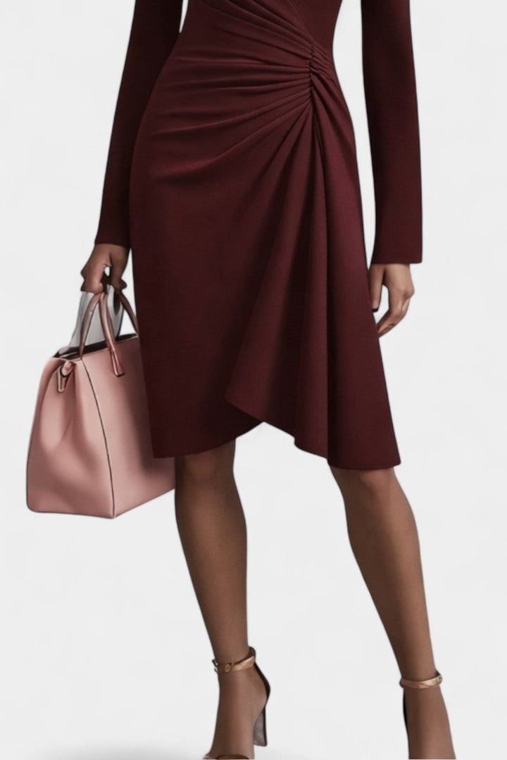 Rixende Robe Plissée Sophistiquée à Décolleté en V Fluide