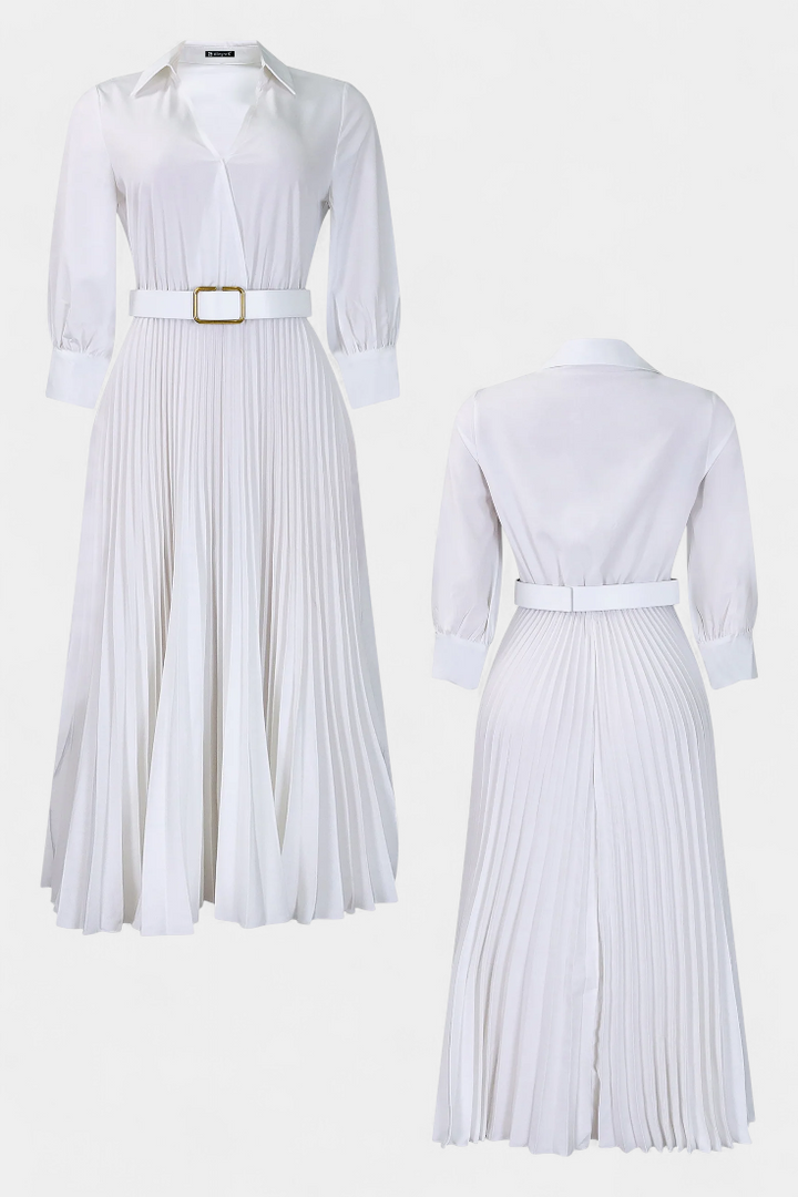 Michelle Robe Midi Ceinturée à Col Tailleur